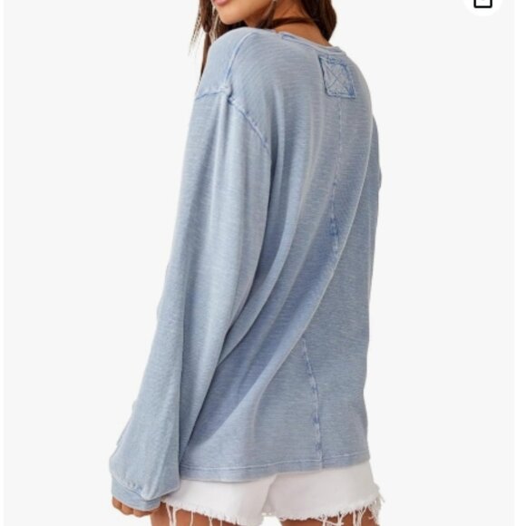 Oversized Knit Soul Song Tee In Huron Blue - Picture 2 of 6